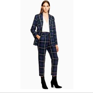 Topshop Plaid Belted Trouser Pant